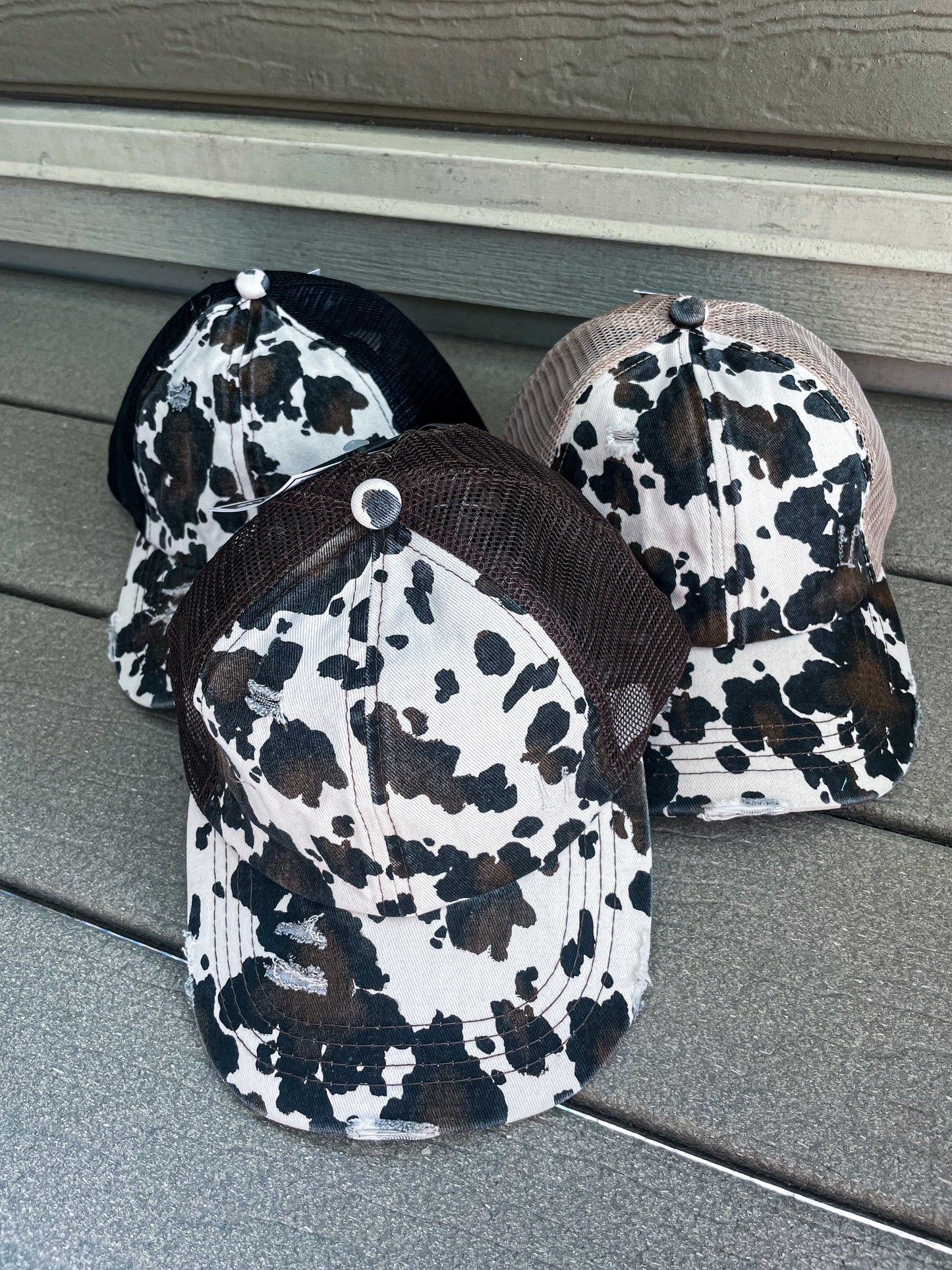 Cow Print Ponytail Ball Cap