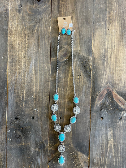 Buffalo Silver Dollar Necklace/ Earring Set