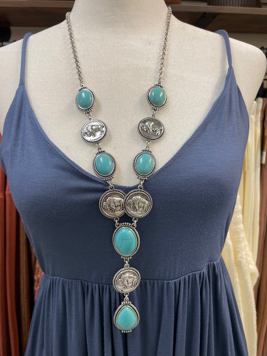 Buffalo Silver Dollar Necklace/ Earring Set