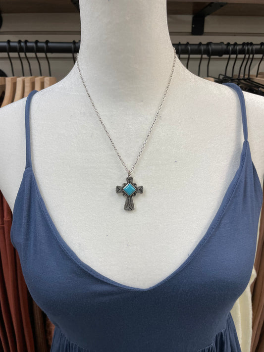Tear Drop Cross Necklace